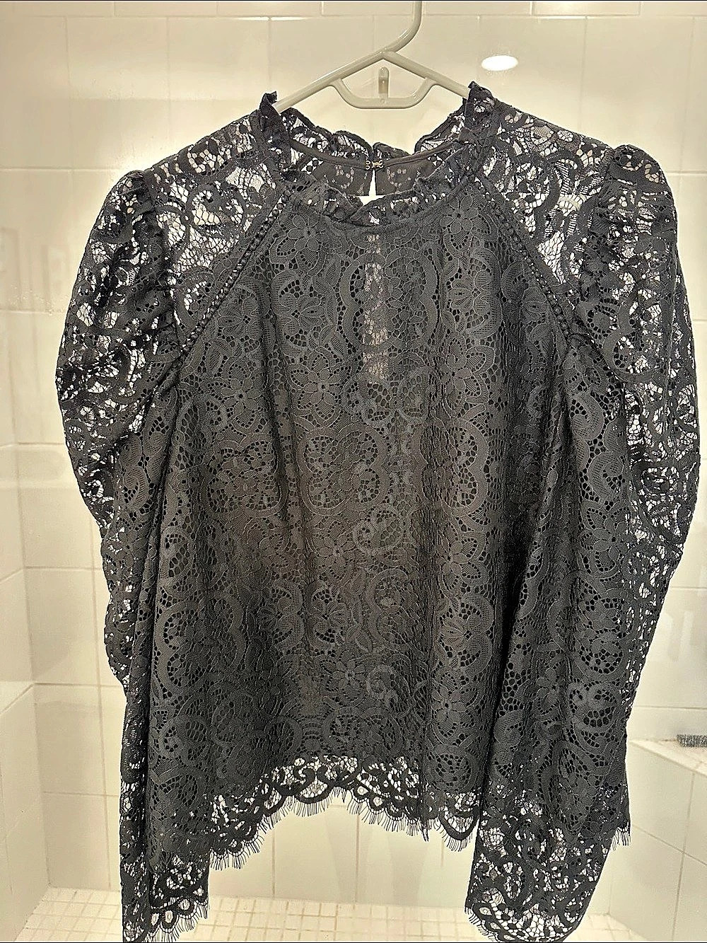 Nanette Lepore Black Lace Blouse Size Large